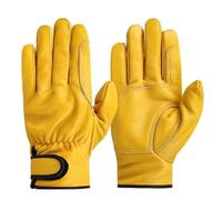 ZWCSHUU Guantes De JardineríA Guantes de trabajo cuero for hombres o mujeres, guantes grandes for jardinería, granjas, ranchos, piel vaca, uso general, agarre firme(Yellow,XL)