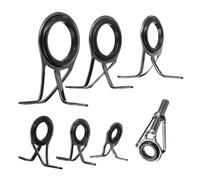 ZWCSHUU Guías de caña de Pescar 7 Piezas de guías for cañas Pescar Varios tamaños, Accesorio Pesca Duradero, Anillos línea Ojo portátiles Acero Inoxidable, Kit reparación construcción