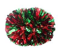 ZWCSHUU Pompones De Porristas Pompones de porristas con Mango, Accesorios Pompones Baile a Mano for Mujeres y niñas(Red Green)