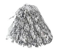 ZWCSHUU Pompones De Porristas Pompones metálicos de 26cm for Animadora, Equipo Fiesta Baile, Pelota Flores, Pompones Deportivos Baloncesto for porristas(Silver)