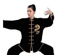 ZWCSHUU Trajes de Kung Fu, Uniforme de Ejercicio, Ropa de Tai Chi de Manga Larga de dragón, Taiji folclórico Tradicional, Deportes matutinos for Caminar al Aire Libre Tai Chi Traje(Black,XL)