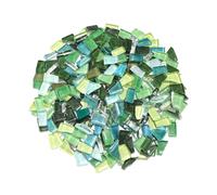 ZWCT Mosaico de espejo de ilusión de vidrio irregular de 300 g para manualidades, baño, cocina, decoración del hogar, proyecto de arte de bricolaje, color verde