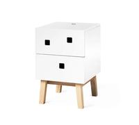 Zweed Mesilla de noche Peep S1 Blanco. retro. base de roble