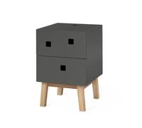 Zweed Mesilla de noche Peep S1 Slate grey. retro. base de roble