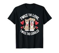 Zweifache Liebe Kuscheln Katze Hund Herzlich Niedlich Camiseta