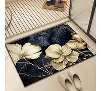 Zweig Alfombrilla Baño Hojas Azules Lavable Alfombra Baño,Suave Acogedora Alfombra Diatomita Baño,Antideslizante,Secado Rapido,Humedales para Bañera,Ducha Y Cuarto De Baño