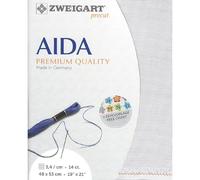 Zweigart AIDA precut 14 ct Stern-Aida 3706 color 7011 gris claro, tela hecha a mano para punto de cruz, 48 x 53 cm