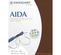 Zweigart AIDA Precut 18 ct Fein-Aida 3793 Color 9010 - Tela para punto de cruz (48 x 53 cm), color marrón