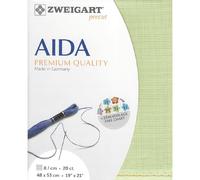 Zweigart AIDA Precut 20 ct Extra Fein Aida 3326 Color 6083 Salvia Verde Salvia, Tela para Punto de Cruz 48 x 53 cm