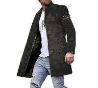 ZWENDE Men'S Tweed Coat Autumn Winter Slim Fit Wool Coat Business Casual Long Sleeve Jacket Medium Length Coat Street Style Men'S Print Jacket XLDY-16 3XL