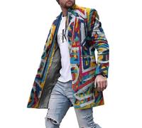 ZWENDE Men'S Tweed Coat Autumn Winter Slim Fit Wool Coat Business Casual Long Sleeve Jacket Medium Length Coat Street Style Men'S Print Jacket XLDY-21 M