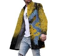 ZWENDE Men'S Tweed Coat Autumn Winter Slim Fit Wool Coat Business Casual Long Sleeve Jacket Medium Length Coat Street Style Men'S Print Jacket XLDY-52 L