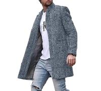 ZWENDE Men'S Tweed Coat Autumn Winter Slim Fit Wool Coat Business Casual Long Sleeve Jacket Medium Length Coat Street Style Men'S Print Jacket XLDY-11 3XL