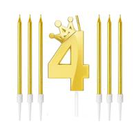 Zwenjuan Juego de Velas de Cumpleaños,Vela número 4 con 6 Velas Largas,Velas de Cumpleaños para Pastel para Cumpleaños Aniversario de Bodas Fiesta de Graduación Decoraciones de Fiesta de Cumpleaños