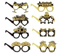 Zwenjuan Lentes de Sol de Papel de 60 Cumpleaños,8 Pcs Decoración de Gafas de Fiesta de Cumpleaños,Gafas Divertidas de Fiesta Negro y Dorado para Decoración, Fotos y Cabina Fotográfica