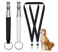 Zwenjuan Silbato Ultrasónico para Perros,2 Piezas Silbato con Cordón Ajustable,Silbato para Perros para Recordar el Silbato Antiladridos,Ayuda de Educación para Perros(Negro + Blanco)