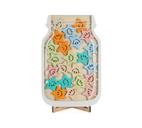 Zwenjuan Tarro de recompensa para niños,Tarro de recompensa para Profesores Tarro de Recompensa de Estrella de Madera Bote de recompensa para niños Apto para Uso doméstico y Escolar(sonrisas)