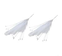 ZWEquipint 2 piezas de arreglos de hierba de pavo real barbudo simulado, flores artificiales de cola de 63 cm para guía de carretera de boda, decoración de pasillo y centros de mesa (blanco)