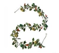 ZWEquipint 220Cm Artificial Navidad Garland Con Rojo Verde Amarillo Bayas Y Flores De Seda Para La Decoración Del Árbol De Vacaciones (Amarillo)