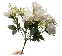 ZWEquipint 7 tenedores de rosas artificiales de seda de 30 cm, flores falsas realistas para decoración de boda, centro de mesa, arreglo de mesa, blanco, rojo, rosa (blanco)