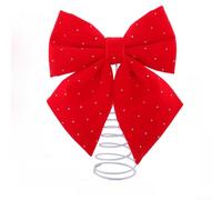 ZWEquipint Adorno de lazo para árbol de Navidad flocado rojo vino con base de resorte para decoración del hogar, oficina, fiesta, vacaciones, 24 x 7 x 29 cm (A)