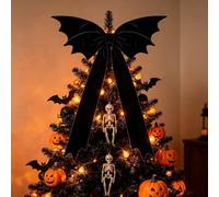 ZWEquipint Adorno gótico de terciopelo negro para árbol de murciélago de 45 pulgadas, adorno grande de Halloween para decoración de vacaciones espeluznante, casa embrujada, exhibición de fiesta
