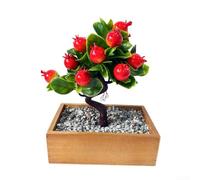 ZWEquipint Árbol bonsái de frutas artificiales con hojas realistas para decoración de escritorio de oficina en casa, rojo, naranja, limón, chile, planta en maceta, 24 cm (E)