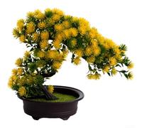 ZWEquipint Árbol de pino bonsái artificial, planta en maceta sintética de 26 cm con vegetación realista, para decoración de escritorio de oficina en casa, decoración de mesa falsa de bajo