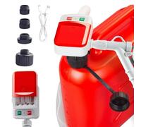 ZWEquipint Bomba manual de transferencia de combustible con 4 adaptadores, manguera extendida para botes de aceite y gasolina, interruptor de bloqueo de boquilla a prueba de fugas, rojo