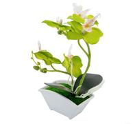 ZWEquipint Bonsái artificial de orquídea mariposa con maceta, flor falsa de 22 cm para decoración de mesa del hogar, decoración floral de seda realista para sala de estar, oficina, cafetería (verde)