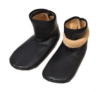 ZWEquipint Calcetines de forro polar de invierno para hombre con piel sintética para suela, cálidos, gruesos, antideslizantes, para lluvia y nieve, negro (hombres negros)