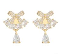 ZWEquipint Clips de cobre para aretes de mariposa con lazo para mujer, diseño de flores, accesorios de moda de oro plateado 0.2 x 0.15 cm (oro 26068)