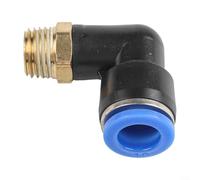 ZWEquipint Conector rápido de codo neumático de latón y plástico, adaptador de herramienta de aire roscado en forma de L para sistemas de 0.3-0.9 MPa, clasificación de ráfaga de 1.5 MPa, negro (PL10
