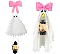ZWEquipint Conjunto de ropa de ganso de Halloween con arco y linterna para estatua de 23 pulgadas jardín al aire libre para decoración de tela blanca (B)
