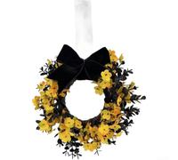 ZWEquipint Corona de Halloween hecha a mano de 22 cm, naranja, morado, rojo, azul, amarillo, blanco, decoración floral de plástico para puerta del hogar, pared, ventana, fiesta de vacaciones (puesta