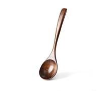 ZWEquipint Cuchara de madera de mango largo para cocinar, cucharón de sopa de madera con cuenco profundo y acabado suave, utensilio de cocina ergonómico para remover y servir, marrón (Phoebe 23 x 6)