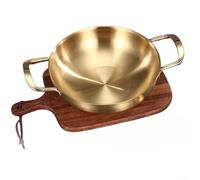 ZWEquipint Cuenco de acero inoxidable estilo coreano con asas dobles, olla sin revestimiento para arroz, vino, sopa, mariscos, dorado, 2.1L-4L (C)