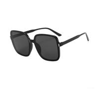 ZWEquipint Gafas de sol cuadradas para mujer, lentes reflectantes de gran tamaño, protección UV, marco de policarbonato para viajes al aire libre, negro brillante, gris completo (A)