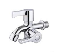 ZWEquipint Grifo de lavadora de doble salida de aleación de zinc con pulverizador de bidé, grifo de montaje en pared con acabado cromado para baño, lavandería, agujero único de 1/2 pulgada (A)