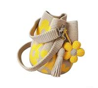 ZWEquipint Hecho a mano Crochet Flower Tote Bag En Multicolor Para Las Mujeres Verano Playa Picnic Mercado Compras (Amarillo)