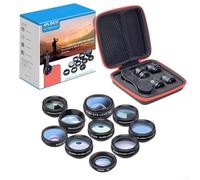 ZWEquipint Kit de lentes de cámara para teléfono móvil 10 en 1 con ojo de pez, gran angular, macro, CPL y lentes telescópicas para fotografía de smartphone
