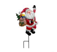 ZWEquipint Muñeco de nieve de metal para patio, 50 cm con pájaro rojo y para decoración de vacaciones de jardín al aire libre (Santa Claus)