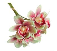 ZWEquipint Ramo de orquídeas artificiales de seda con 6 flores, tallo flexible, flores falsas Cymbidium para decoración del hogar, boda, accesorios de fotografía (D)