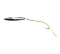 ZWEquipint Señuelo de anguila para pesca en el mar, plantilla larga de metal fundido con un solo gancho, cuerpo suave de PVC realista para pesca en orilla y barco, 7,5 cm verde (blanco)