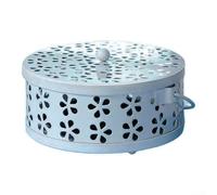 ZWEquipint Soporte portátil para bobinas de mosquito: quemador de incienso de hierro con mango para el hogar, bandeja de metal para bobinas de sándalo y, 13,5 x 5 cm (azul)