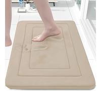 ZWEquipint Tapete de baño de espuma viscoelástica de 24 x 16 pulgadas, ultra suave, absorbente, con respaldo antideslizante, lavable a máquina para bañera y ducha, color gris claro (color camela)