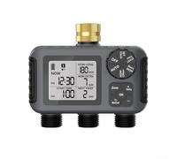 ZWEquipint Temporizador de riego inteligente IPX5 con control de 3 zonas, dispositivo automático de riego de jardín para horario de 1 a 360 minutos, retraso de lluvia y bloqueo, negro