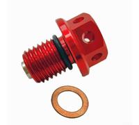 ZWEquipint Tornillo magnético de drenaje de aceite de 12 mm x 1,5 para motocicleta, ATV UTV, 6061-T6 de aluminio CNC con agujero de alambre de seguridad, tornillo colector de desechos del motor (rojo)