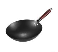 ZWEquipint Wok de hierro fundido sin revestimiento para uso doméstico, 30 cm, 32 cm, 34 cm, 36 cm, acero al carbono, sartén para estufa de gas, cara de cocción antiadherente (34 cm)
