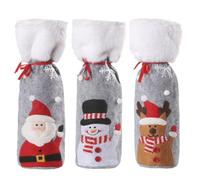 Zwfjcmsa 3 fundas para de vino de Navidad, decoración de Feliz Navidad para el hogar, adornos de Navidad, decoración de Feliz Año